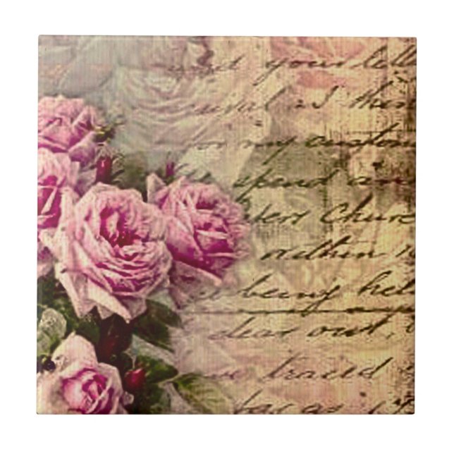 Fransk land chic, shabby chic, rosa ros, flora kakelplatta (Framsidan)