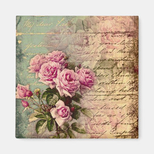 Fransk land chic,shabby chic, rosa ros, flora, magnet