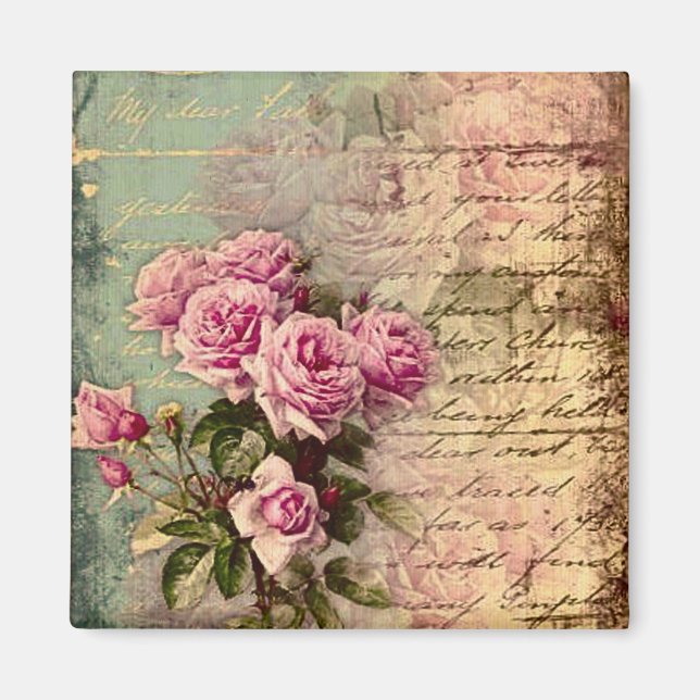 Fransk land chic,shabby chic, rosa ros, flora, magnet (Framsidan)