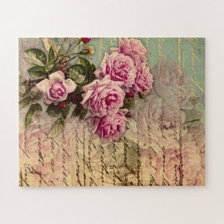 Fransk land chic,shabby chic, rosa ros, flora, pussel