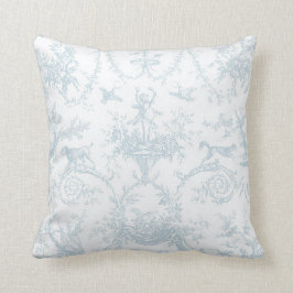 Fransk Land Cottage Vintage Blue Toile-dekorfärg Kudde