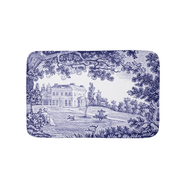 Fransk Land Decor Blue Toile Badrumsmatta (Framsidan)