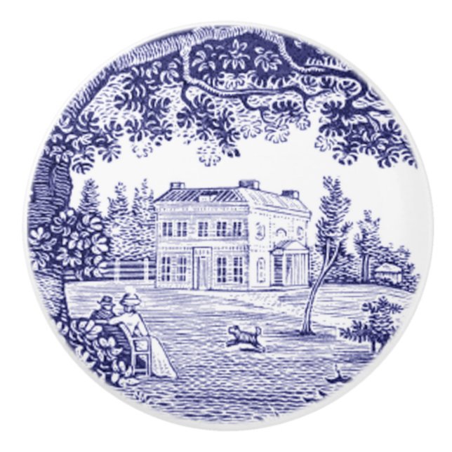 Fransk Land Decor Blue Toile Knopp (Framsidan)