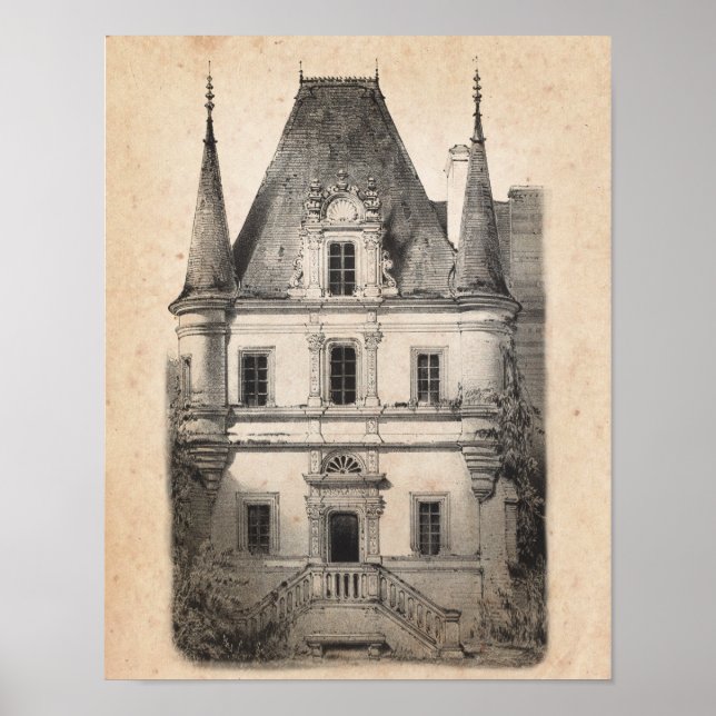 Fransk Land Decor Chateau Architecture Art.1 Poster (Framsidan)