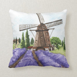 Fransk Land Decor Kvarn & Lavender Fält Kudde