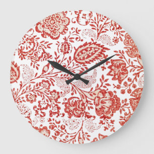 Fransk Land Decor Red Toile Clock Stor Klocka