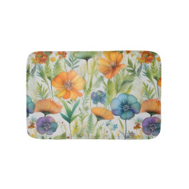 Fransk Land Decor Watercolor Wildblommor Badrumsmatta