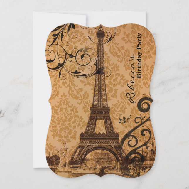 fransk land eiffel torn paris födelsedagsfest inbjudningar (Framsida)