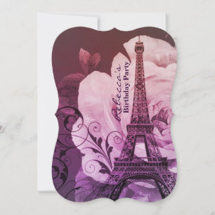 fransk land eiffel torn paris födelsedagsfest inbjudningar