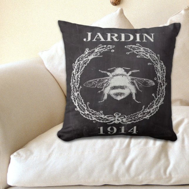 fransk land farmhosue chalkboard vintage bin kudde (french country farmhosue chalkboard vintage bee throw pillow)
