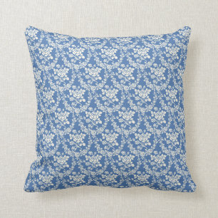 Fransk Land Farmhouse Cute Blue Blommigt Design Kudde