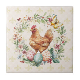 Fransk Land Hen Fleur de Lis Tile Underlägg