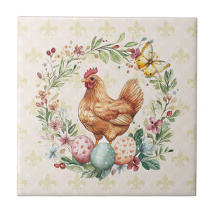 Fransk Land Hen Fleur de Lis Tile Underlägg