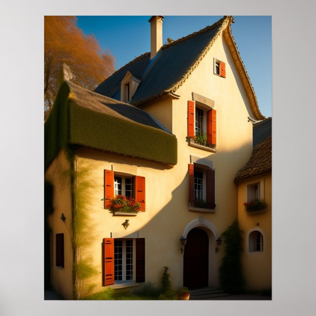 Fransk Land House Digital Art Print Poster (Framsidan)