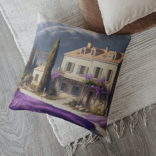 Fransk Land House Lavender Flowers Mountains Kudde