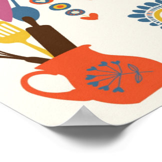 Fransk Land Kitchen - Utensils on blommigt. Poster