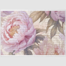 Fransk Land Lilac Peonies Decoupage Papper