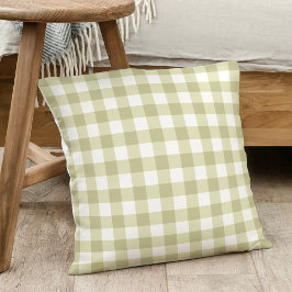 Fransk Land Meadow Gingham - Sage grönt plaid Kudde