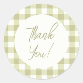 Fransk Land Meadow Gingham - Sage grönt plaid Runt Klistermärke