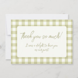 Fransk Land Meadow Gingham - Sage grönt plaid Tack Kort