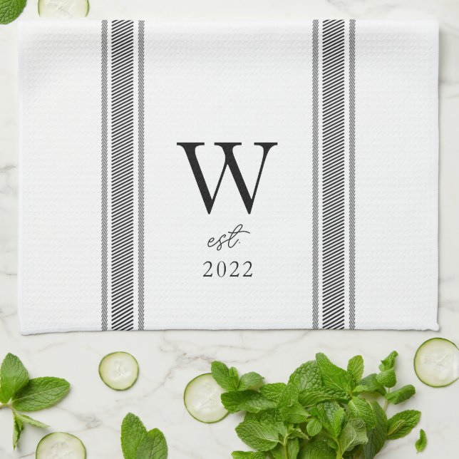 Fransk Land Monogram Newlyed Kitchen Towel Kökshandduk (Vikta)