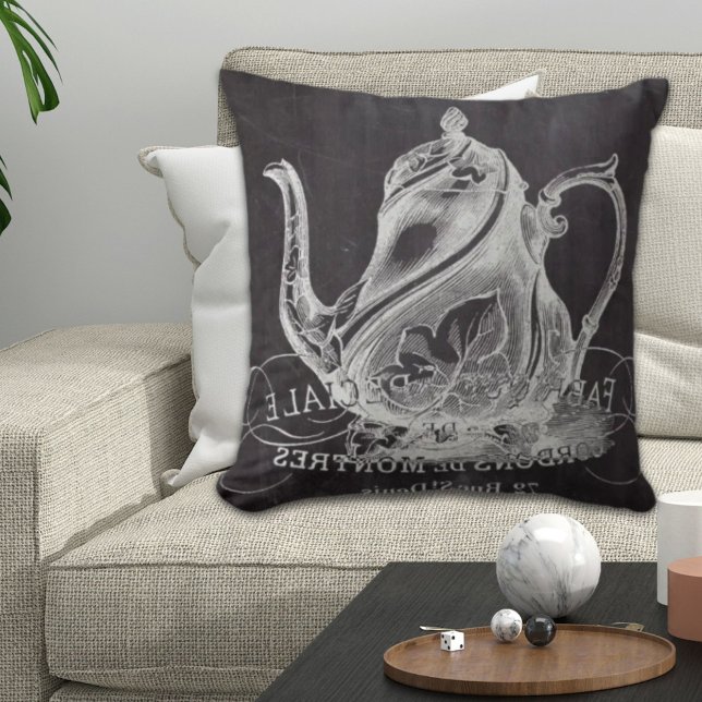 fransk land paris te party chalkboard tekanna kudde (french country paris tea party chalkboard teapot throw pillow)