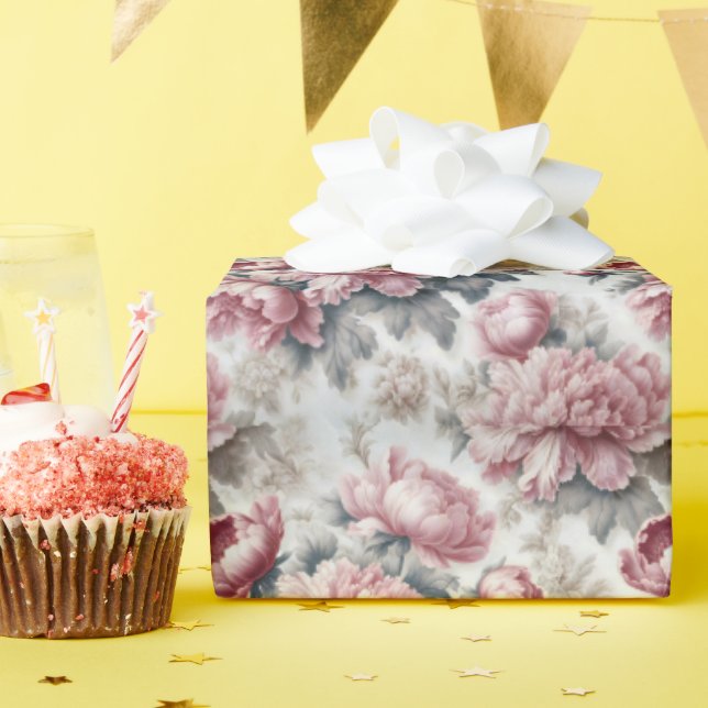 Fransk Land Rosa Peonies Presentpapper (Födelsedagsfest)