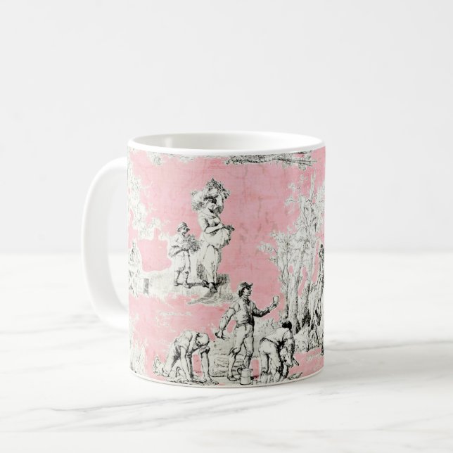 Fransk Land Rosa Toile Coffee Mugg (Framsida vänster)
