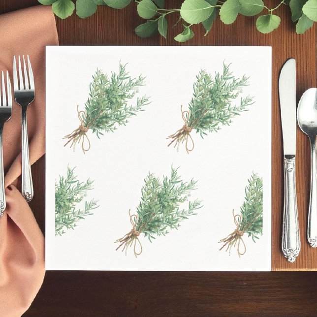 Fransk Land Rosemary Rustic Bröllop Napkin Pappersservett (Skapare uppladdad)