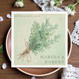 Fransk Land Rosemary Rustic Bröllop Napkin Pappersservett