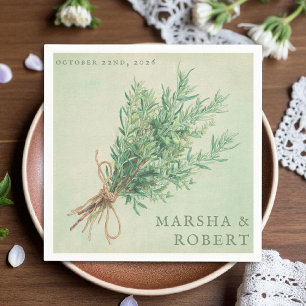 Fransk Land Rosemary Rustic Bröllop Napkin Pappersservett