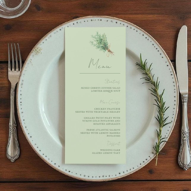 Fransk Land Rosemary Sage Grönt Rustic Menu Meny (Skapare uppladdad)