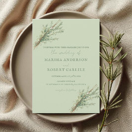 Fransk Land Rosemary Sprigs med Twine Bröllop Inbjudningar