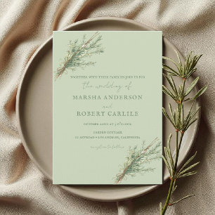 Fransk Land Rosemary Sprigs med Twine Bröllop Inbjudningar