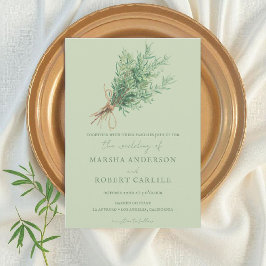 Fransk Land Rosemary Sprigs med Twine Bröllop Inbjudningar