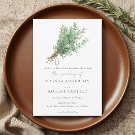 Fransk Land Rosemary Sprigs med Twine Bröllop Inbjudningar