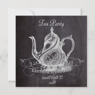 fransk land tekanna chalkboard te party inbjudningar