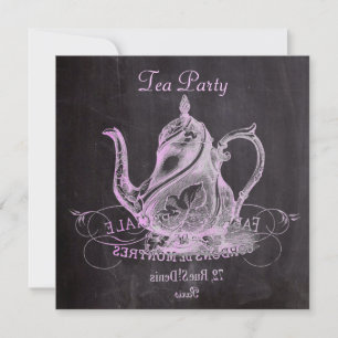 fransk land tekanna chalkboard te party inbjudningar