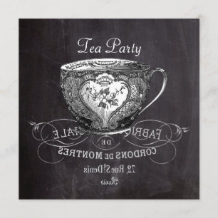 fransk land tekopp chalkboard te party inbjudningar