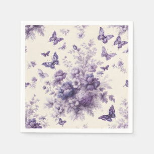 Fransk Land Toile Fleurie Lila Butterflies Pappersservett