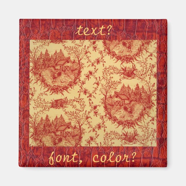 Fransk Land Toile Mönster Hen House Magnet (Framsidan)