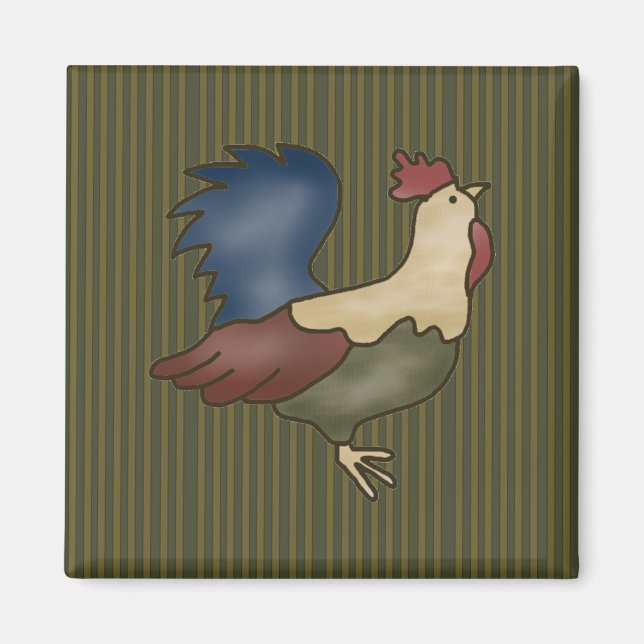 Fransk Land Tupp Grönt Fridge Magnet (Framsidan)