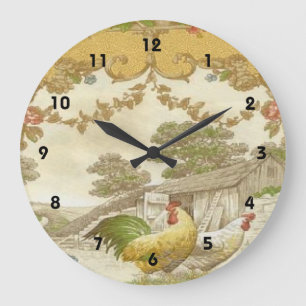Fransk Land Tupp Hen Chicken Coop Clock Stor Klocka