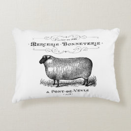 Fransk Land Vintage Sheep Typography Farmhouse Prydnadskudde