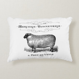 Fransk Land Vintage Sheep Typography Farmhouse Prydnadskudde