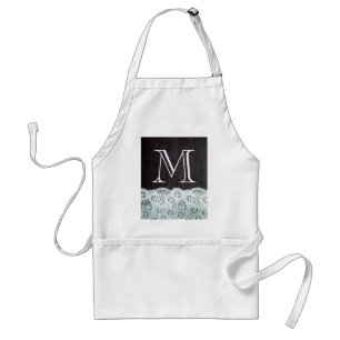 Fransk land, vit snöre-chalkboard-monogram förkläde