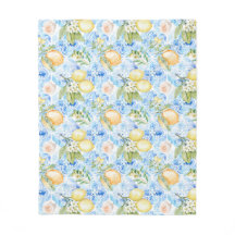 Fransk landsbygd Blå kakel Gul Citron Akvarell