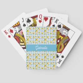 Fransk landsbygd Citronblå kakelmonogram Casinokort