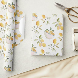 Fransk landsbygd Citronmönster Inpackningspapper Presentpapper