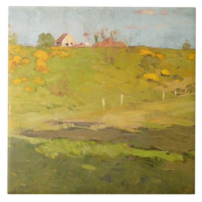 Fransk Landsbygdens landskap (av Georg Pauli) Kakelplatta (Framsidan)